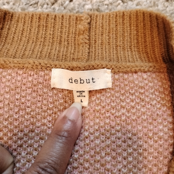 Women's Multicolored Patterned Twee Kidcore Chunky Cardigan Sweater Sz L - Picture 5 of 6